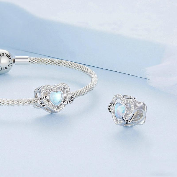 925 Sterling Silver Infinity Heart Bracelet With Zircon Beads Charms & Pendants