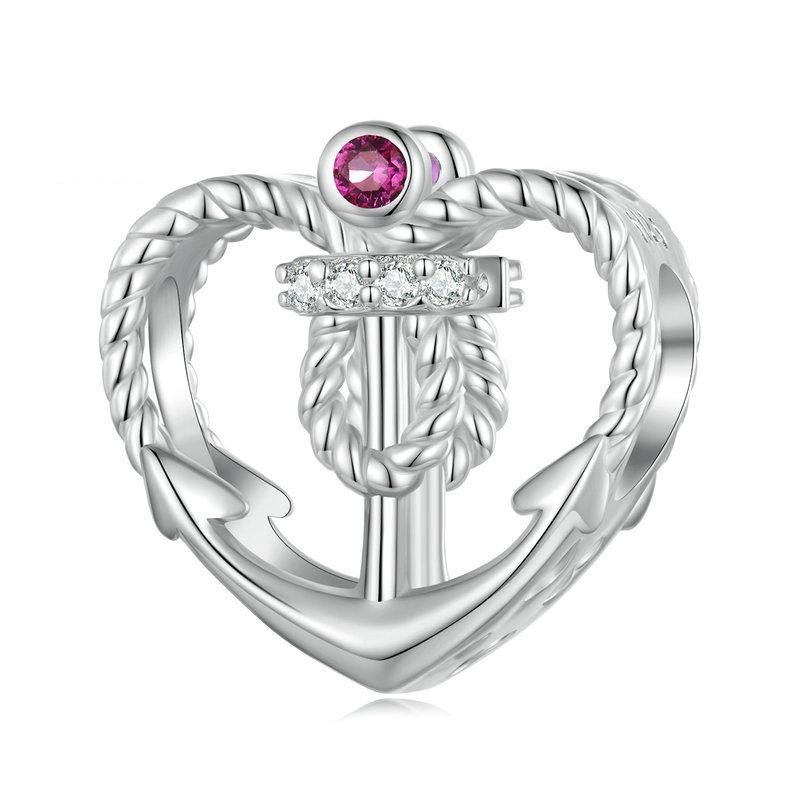 925 Sterling Silver Love Anchor Beaded Bracelet Charms & Charm Bracelets