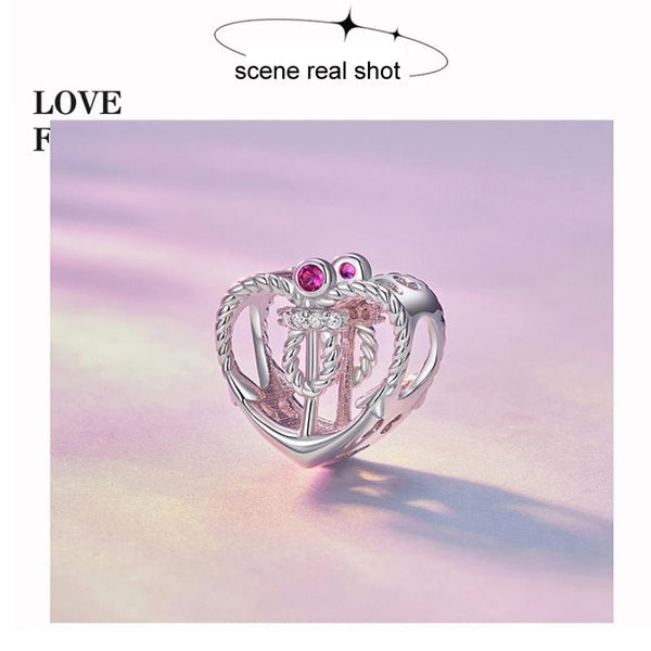 925 Sterling Silver Love Anchor Beaded Bracelet Charms & Charm Bracelets