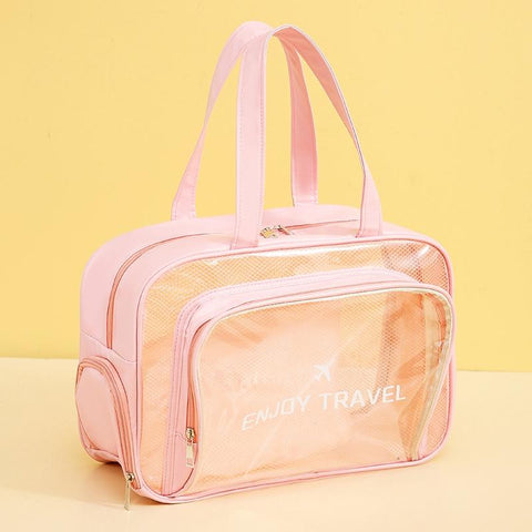 Pink Waterproof Beach Bag For Toiletries & Cosmetics Size L (With Shoe Compartment) Dry Bags
