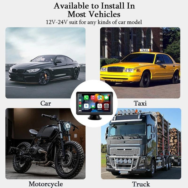 7 Inch Bluetooth 5.0 Carplay Monitor Portable Compatible With Most Vehicles Display Rear View Monitors/Cams & Kits