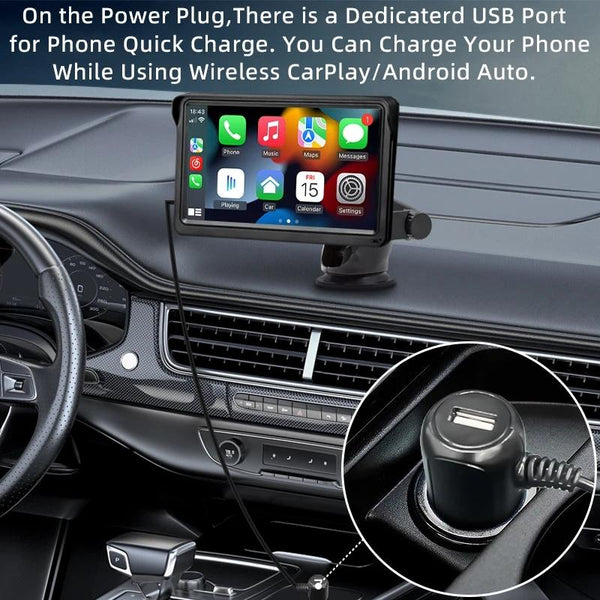 7 Inch Bluetooth 5.0 Carplay Monitor Portable Compatible With Most Vehicles Display Rear View Monitors/Cams & Kits