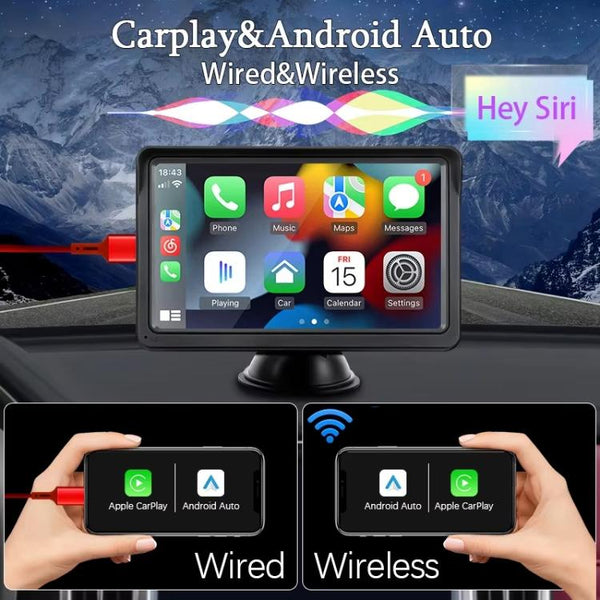 7 Inch Bluetooth 5.0 Carplay Monitor Portable Compatible With Most Vehicles Display Rear View Monitors/Cams & Kits