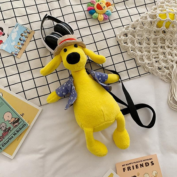 Adorable Cartoon Plush Shoulder Bag Puppy Yellow Women's Bags & Handbags
