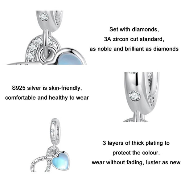 Veile Studios 1 Sets Of 925 Sterling Silver Sisterhood Charm Bracelet With Zirconia Pendant Bracelets