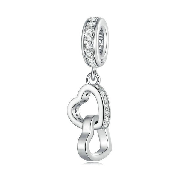 925 Sterling Silver Interlocking Love Heart Pendant Charms & Pendants