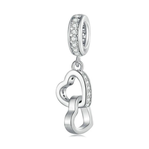 925 Sterling Silver Interlocking Love Heart Pendant Charms & Pendants