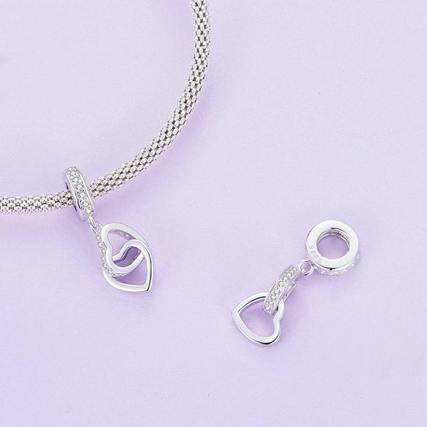 925 Sterling Silver Interlocking Love Heart Pendant Charms & Pendants