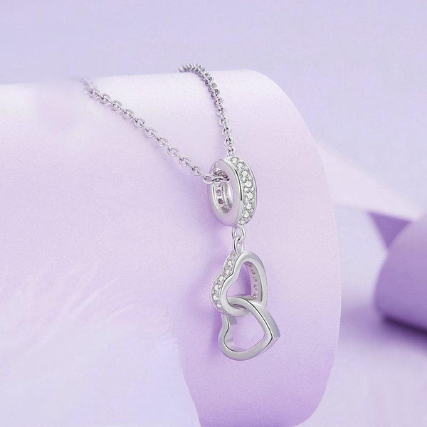 925 Sterling Silver Interlocking Love Heart Pendant Charms & Pendants