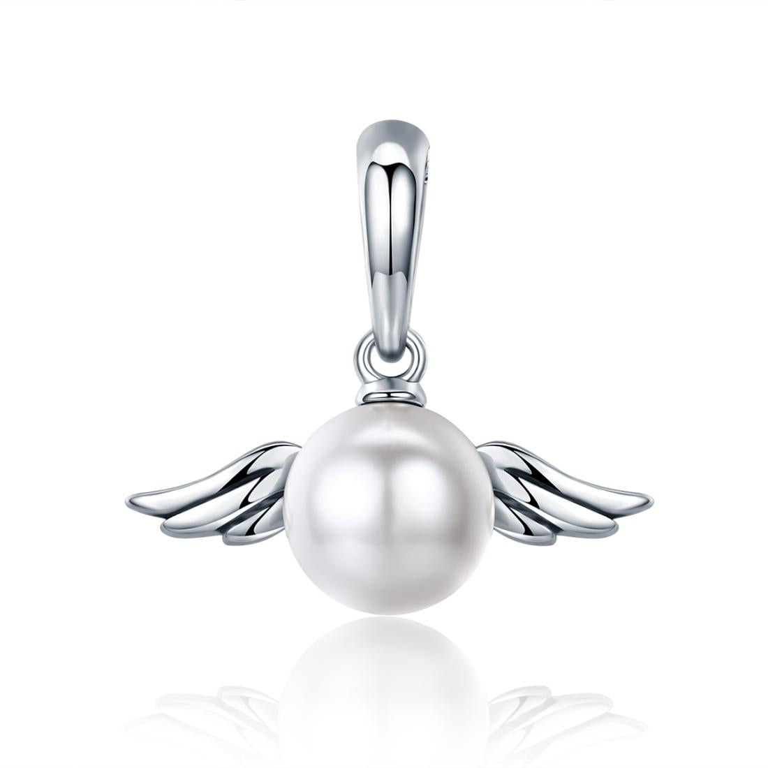 925 Sterling Silver Angel Wing Pendant With Shell Bead Charm For Diy Style Pendent Bracelets