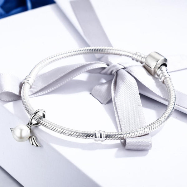 925 Sterling Silver Angel Wing Pendant With Shell Bead Charm For Diy Style Pendent Bracelets