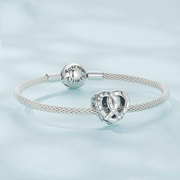 925 Sterling Silver Hollow Heart Sister Bracelet Beaded Charms & Pendants