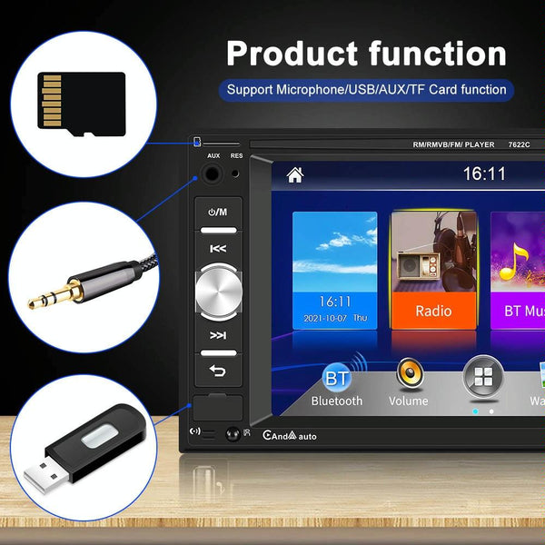 1 Sets Of 6.2 Inch Dual Spindle Hd Car Mp5 Player With Carplay Universal Fit Other Car Audio