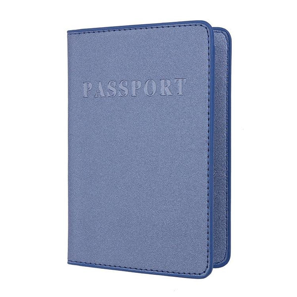 Frosted Pu Multi Card Passport Holder For Travel Abroad Blue Travel Wallets