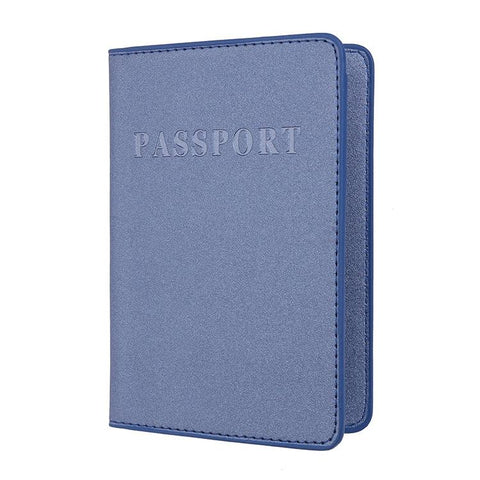 Frosted Pu Multi Card Passport Holder For Travel Abroad Blue Travel Wallets