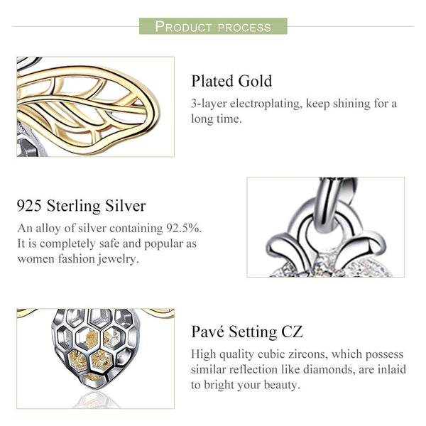 925 Sterling Silver Bee Zircon Pendant For Diy Necklace Style Pendent Charms & Pendants