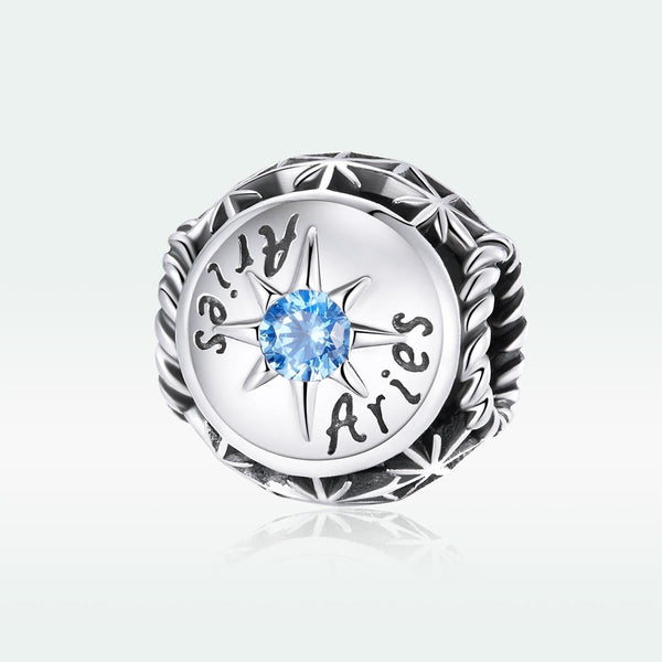 925 Sterling Silver Zodiac Zircon Bead Bracelet / Necklace Set Aries Style Charms & Pendants