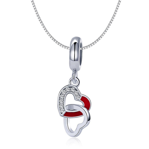 925 Sterling Silver Diy Heart Pendant With String Charms & Pendants