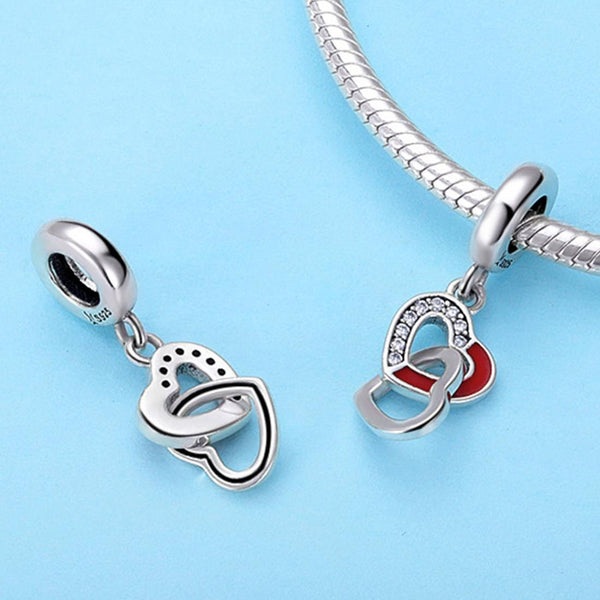 925 Sterling Silver Diy Heart Pendant With String Charms & Pendants