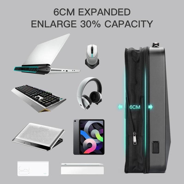 Waterproof Expandable Backpack With Usb Charging Silver Regular Backpacks