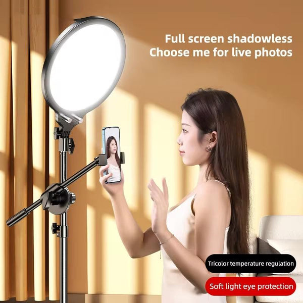 Full Screen 12.6 Selfie Ring Light Tripod Set 210Cm For Live Stream Selfie Lights