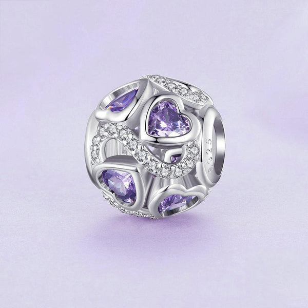 925 Sterling Silver Love Infinity Heart Zircon Charm For Bracelet / Necklace Bracelets