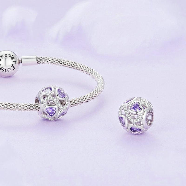 925 Sterling Silver Love Infinity Heart Zircon Charm For Bracelet / Necklace Bracelets