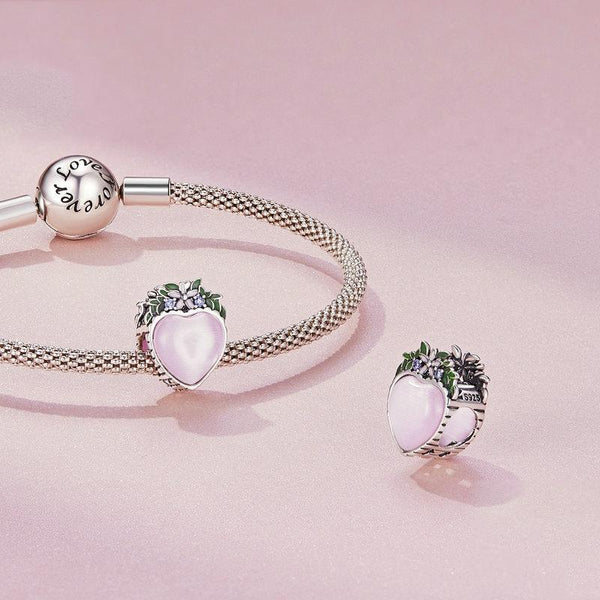 925 Sterling Silver Heart Flower Bracelet Bracelets