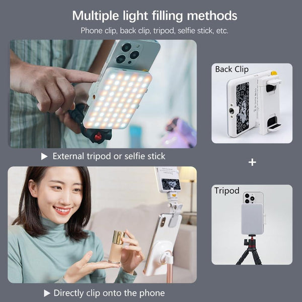 Parallel Deals Rechargeable Clip Fill Light 60 Leds 3 Modes Front & Back A Type Blue Other Lighting & Studio