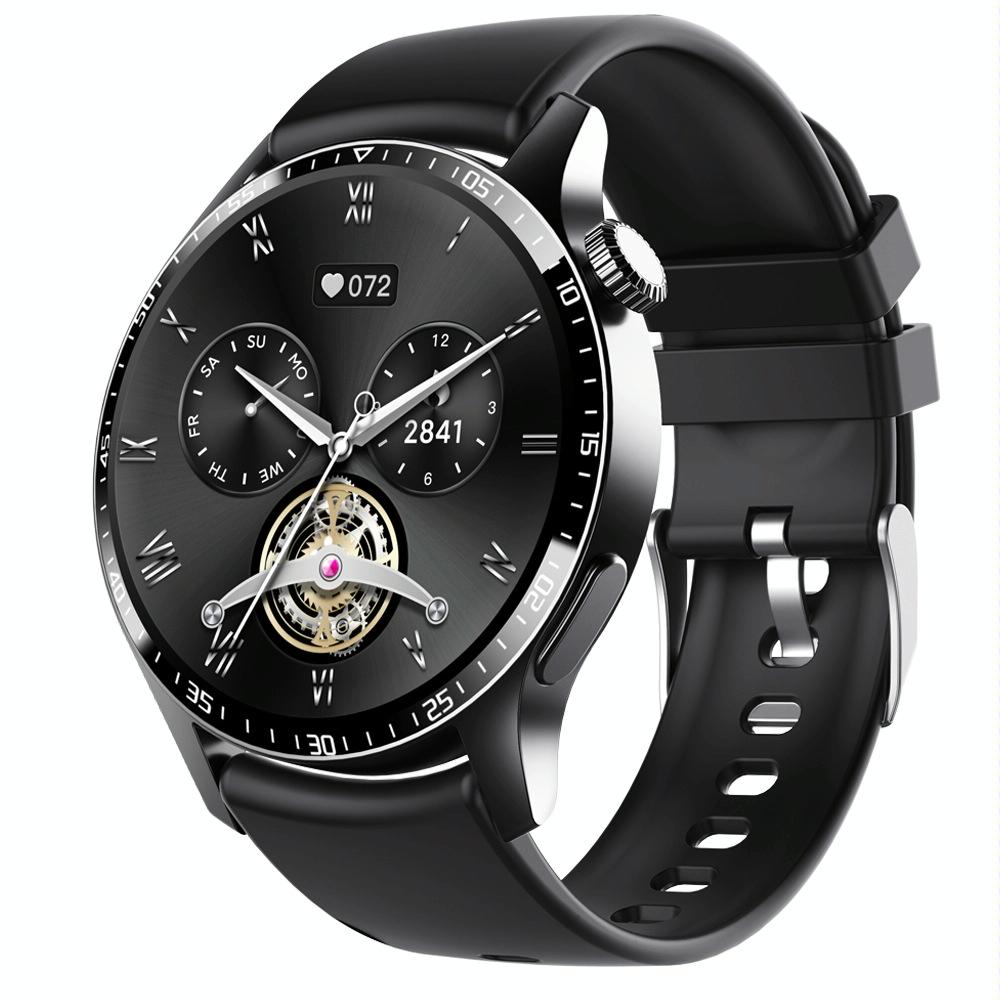 1.35 Inch Smart Watch Bluetooth Calls Health Monitoring 150+ Sports Black Silicone Smart Watches
