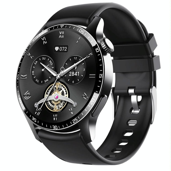 1.35 Inch Smart Watch Bluetooth Calls Health Monitoring 150+ Sports Black Silicone Smart Watches