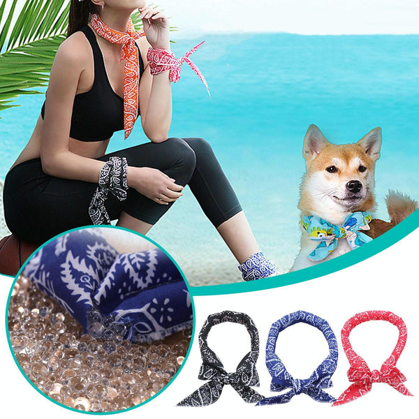 3 Piece Cooling Bandana Neck Wraps For Summer Black Leaves Scarves & Wraps