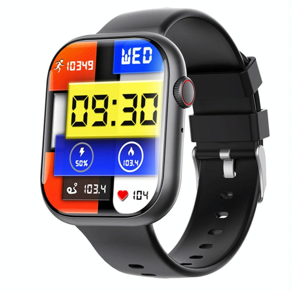 2.1 Inch Screen Smart Watch With Blood Sugar / Oxygen Monitoring Sos Alarm 100+ Sports Modes Black 3 Bead Steel Silicone Smart Watches