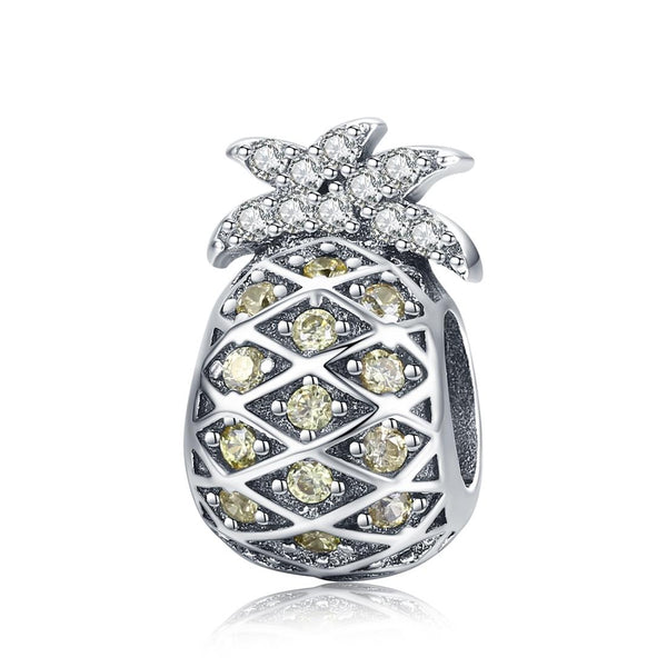 925 Sterling Silver Summer Pineapple Beads For Bracelet Or Necklace Diy Style Charms & Pendants