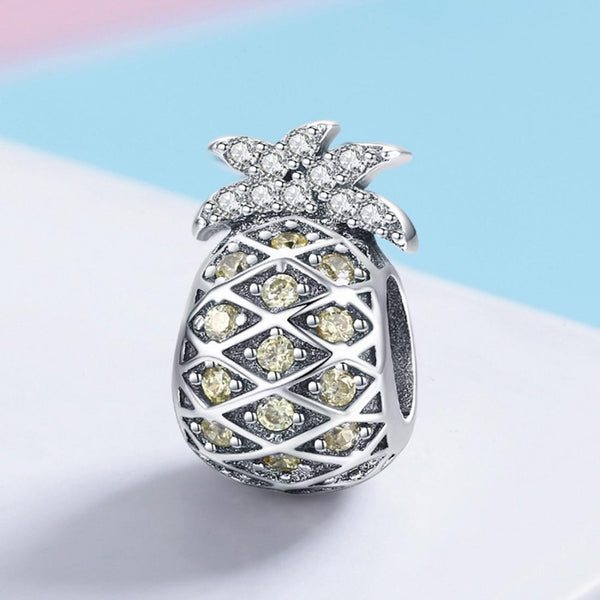925 Sterling Silver Summer Pineapple Beads For Bracelet Or Necklace Diy Style Charms & Pendants
