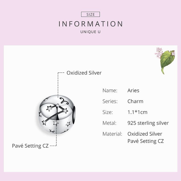 925 Sterling Silver Diy Zodiac Bracelet Beads Constellation Accessories Aries Style Charms & Pendants