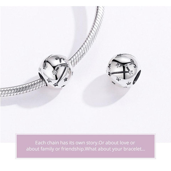 925 Sterling Silver Diy Zodiac Bracelet Beads Constellation Accessories Aries Style Charms & Pendants