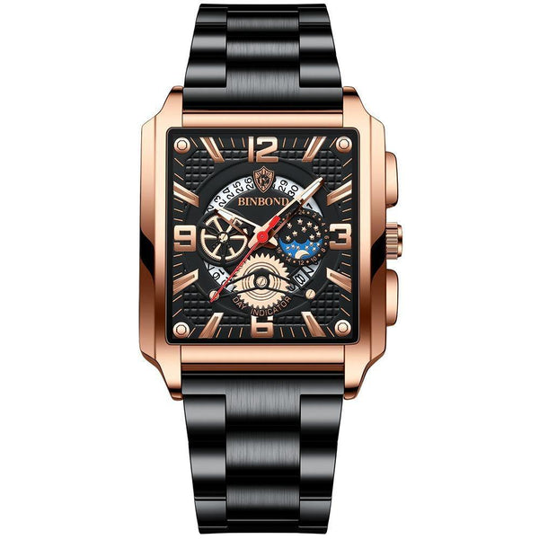 Square Men Quartz Watch With Multifunction And Luminous Display Watches