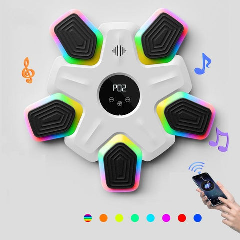 Bluetooth Music Boxing Machine 4 Modes 9 Speeds Colourful Lights Only White Strike Pads & Mitts