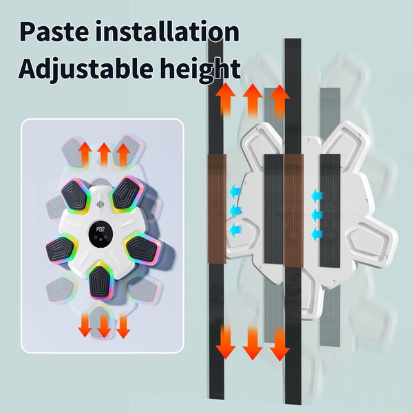 Bluetooth Music Boxing Machine 4 Modes 9 Speeds Colourful Lights Only White Strike Pads & Mitts