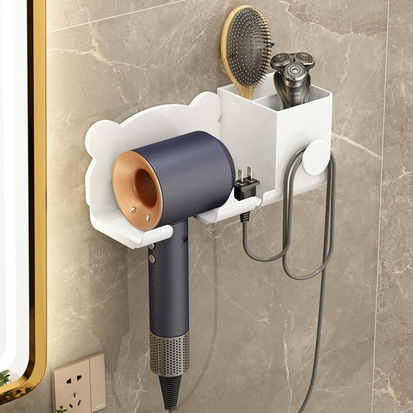 Wall Mounted Holder For Dyson Hair Dryer Bathroom Storage Rack Simple White Bathroom Storage & Organisers