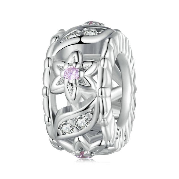 925 Sterling Silver Flower Hollow Pattern Bracelet With Zircon Beads Charms & Pendants