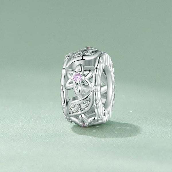 925 Sterling Silver Flower Hollow Pattern Bracelet With Zircon Beads Charms & Pendants