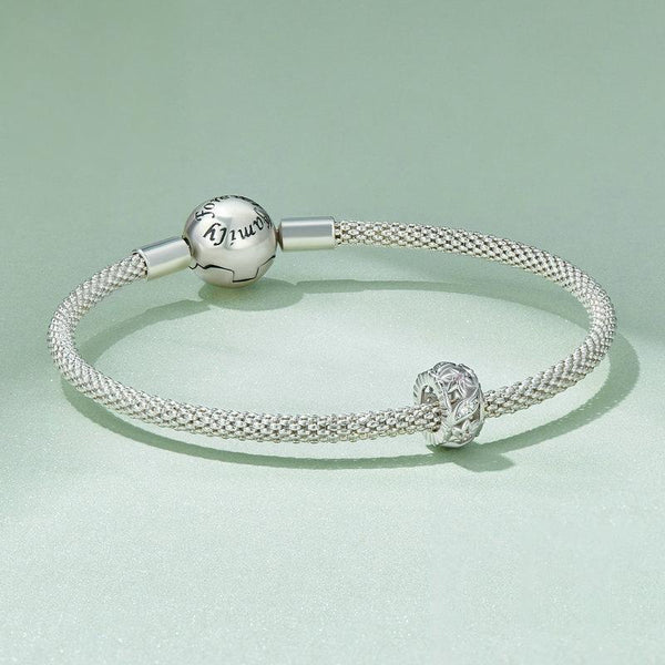 925 Sterling Silver Flower Hollow Pattern Bracelet With Zircon Beads Charms & Pendants