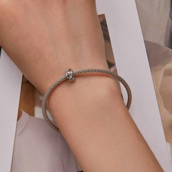 925 Sterling Silver Flower Hollow Pattern Bracelet With Zircon Beads Charms & Pendants