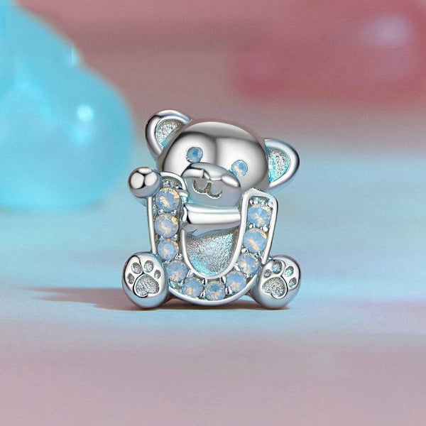 925 Sterling Silver Valentine's Day Bear Beads Craft Beads
