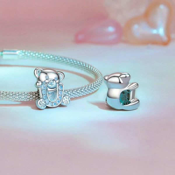 925 Sterling Silver Valentine's Day Bear Beads Craft Beads