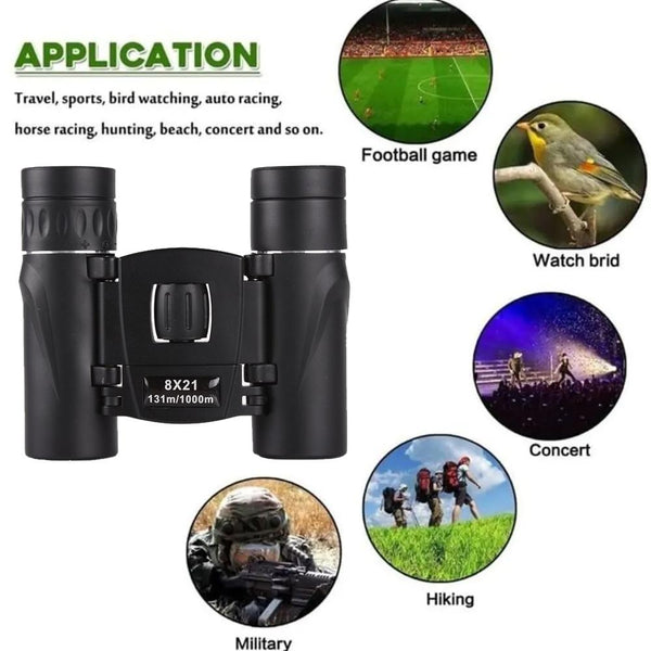 High Power Mini Binoculars For Low Light Night Vision 8X21 Binoculars & Monoculars