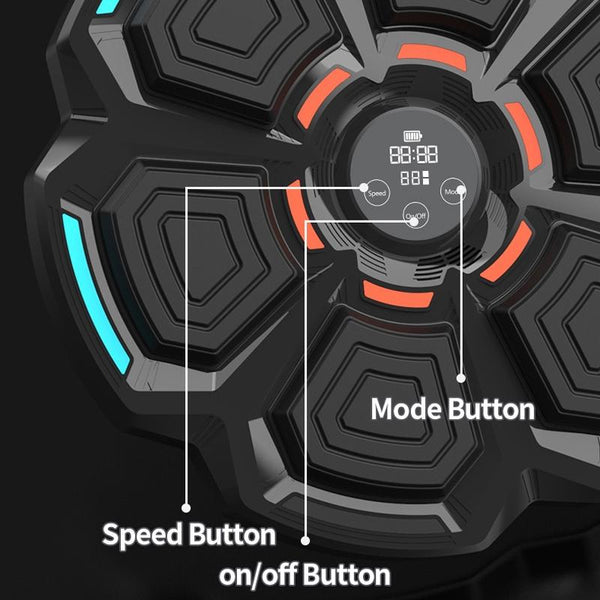 9 Speed Bluetooth Music Boxing Machine With Lights Black Strike Pads & Mitts