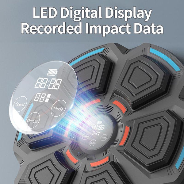 9 Speed Bluetooth Music Boxing Machine With Lights Black Strike Pads & Mitts